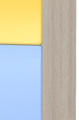 Выбрать цвет: Корпус: шимо светлый Фасады: МДФ глянец желтый/лазурный фрезеровка "Импульс"